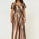 Helena Cap Sleeve Jumpsuit Gold