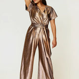 Helena Cap Sleeve Jumpsuit Gold