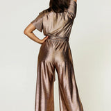 Helena Cap Sleeve Jumpsuit Gold