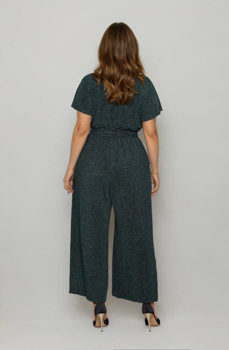 Helena Cap Sleeve Jumpsuit Emerald - Embody Women