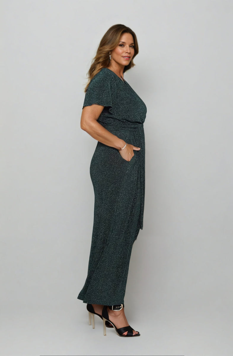 Helena Cap Sleeve Jumpsuit Emerald - Embody Women