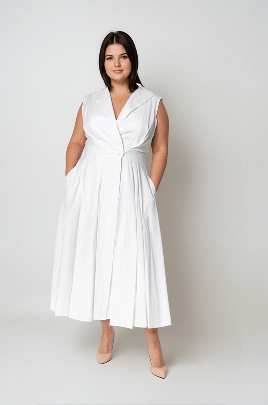 Sorrento Trench Dress White - Embody Women